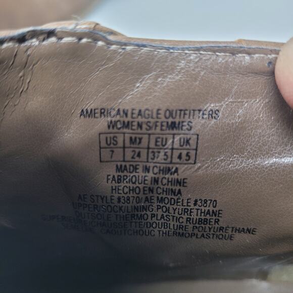 American Eagle Outfitters Booties Womens sz 7 Tan Chocolate Mocha Chunky Heels - Picture 3 of 9